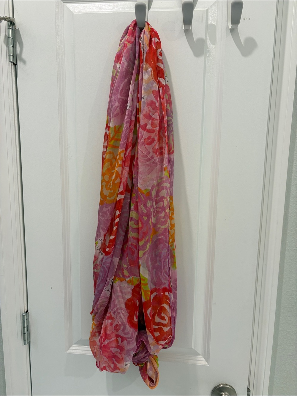 henri bendel Pink, Orange & Yellow Floral Scarf Wrap
